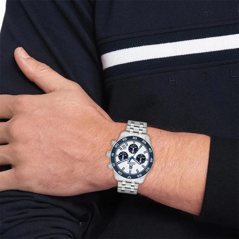 Reloj Tommy Hilfiger TH85 Plateado y Azul Cronógrafo Hombre 1792157
