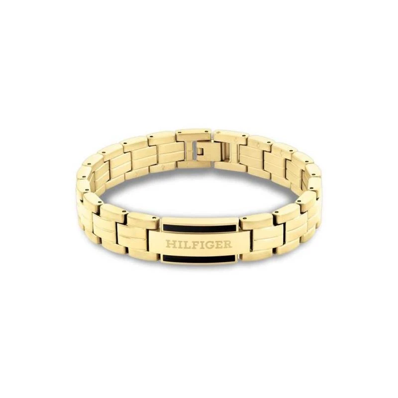 Pulsera Tommy Hilfiger Aero Inoxidable Baño Oro y Placa con Logo Hombre 2790601