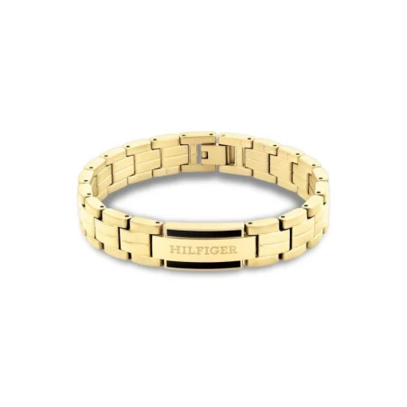 Pulsera Tommy Hilfiger Aero Inoxidable Baño Oro y Placa con Logo Hombre 2790601