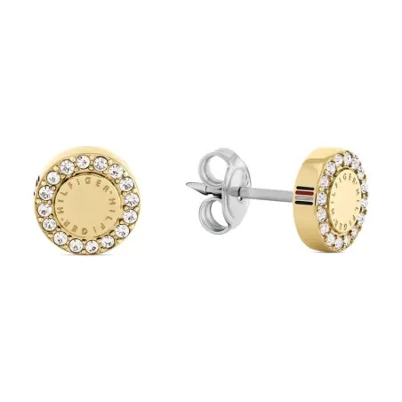 Pendientes Tommy Hilfiger Acero Inoxidable Baño Oro Botón y Cristales Brillantes Mujer 2780908