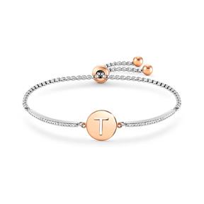 Pulsera MILLELUCI en acero y circonitas LETTERS T