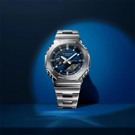 Reloj G-Shock G-Steel Series Plateado y Azul Marino Analógico-Digital Unisex GM-2110D-2BER