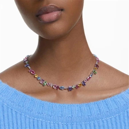 Collar Swarovski Gema Baño Rodio y Cristales Multicolor 5656397