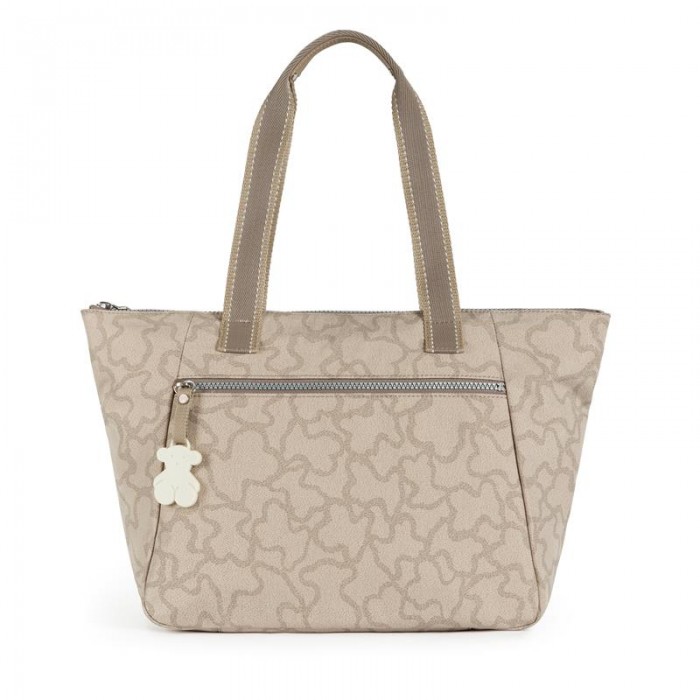 Capazo mediano TOUS Kaos New Colores de Nylon en color piedra. 695810036