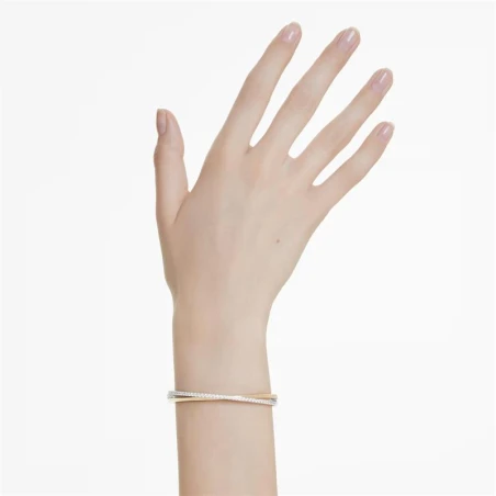 Brazalete Swarovski Hyperbola Baño Bicolor y Cristales Blancos 5689721