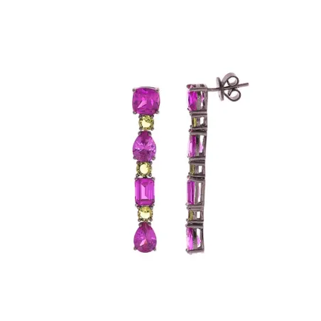 Pendientes Salvatore Mujer Plata Turmalina Verde y Rubí 234A0053