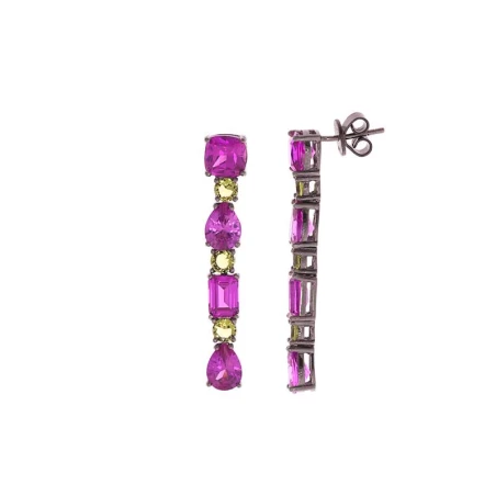 Pendientes Salvatore Mujer Plata Turmalina Verde y Rubí 234A0053