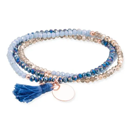 Pulsera Marina García Zen Azul Chapa Plata Baño Oro Rosa 90170UX