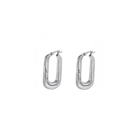 Pendientes Itemporality Rizzo Aro Rectangular Gusano Plata Baño Rodio SEA-100-401-UU