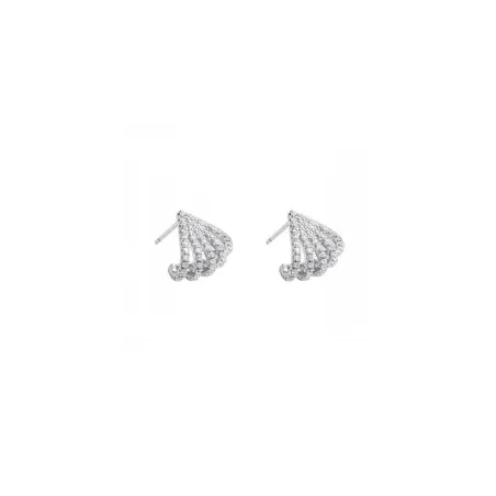 Pendientes Itemporality Abanico Plata Baño Rodio y Circonitas Blancas SEA-101-384-UU
