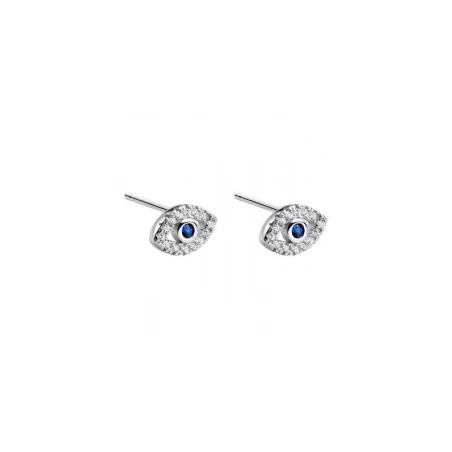 Pendientes Itemporality Fika Ojos Turcos Plata Baño Rodio y Circonitas blancas y azules SEA-101-391-UU