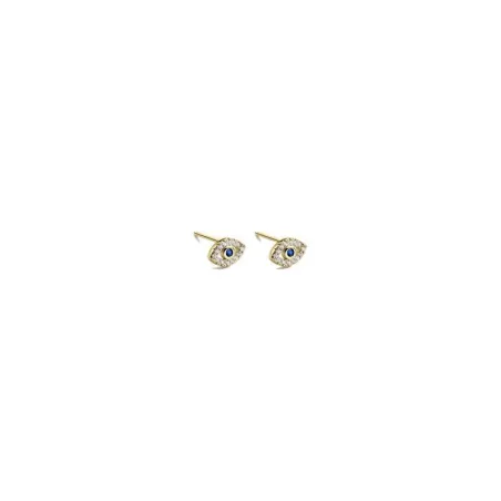 Pendientes Itemporality Fika Ojos Turcos Plata Baño Oro y Circonitas blancas y azules SEA-201-391-UU