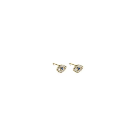Pendientes Itemporality Fika Ojos Turcos Plata Baño Oro y Circonitas blancas y azules SEA-201-391-UU