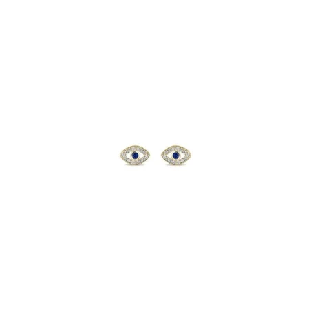 Pendientes Itemporality Fika Ojos Turcos Plata Baño Oro y Circonitas blancas y azules SEA-201-391-UU