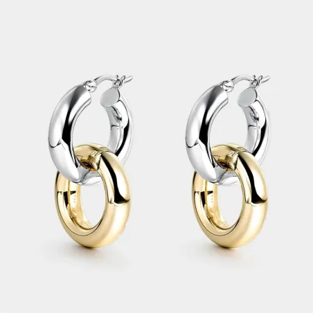 Pendientes Itemporality Rizzo Doble Aro Plata Bicolor SEA-400-396-UU