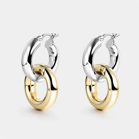 Pendientes Itemporality Rizzo Doble Aro Plata Bicolor SEA-400-396-UU