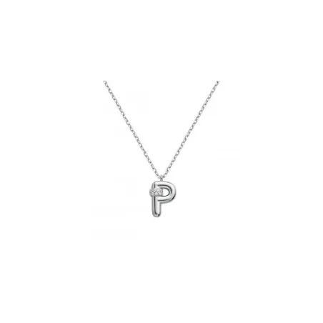 Gargantilla Itemporality Initials Letra P Plata Baño Rodio y Circonitas  Blancas SNL-101-172-UU