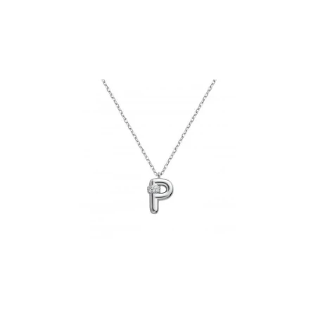 Gargantilla Itemporality Initials Letra P Plata Baño Rodio y Circonitas Blancas SNL-101-172-UU