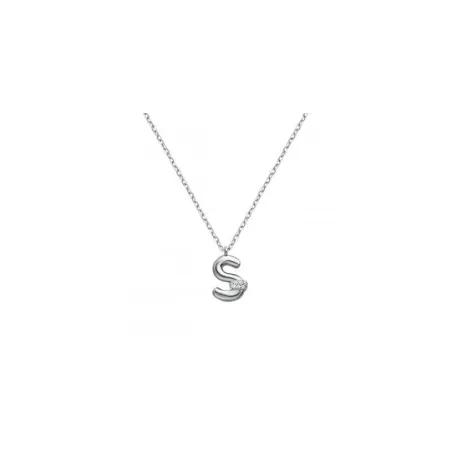 Gargantilla Itemporality Initials Letra S Plata Baño Rodio y Circonitas  Blancas SNL-101-175-UU