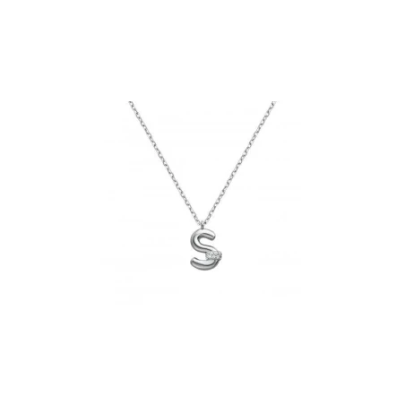 Gargantilla Itemporality Initials Letra S Plata Baño Rodio y Circonitas Blancas SNL-101-175-UU