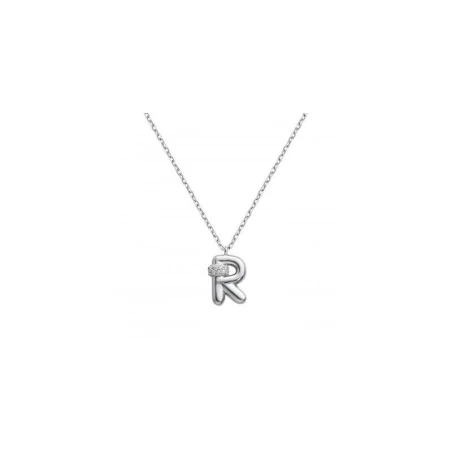 Gargantilla Itemporality Initials Letra R Plata Baño Rodio y Circonitas Blancas SNL-101-174-UU