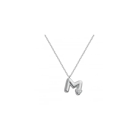 Gargantilla Itemporality Initials Letra M Plata Baño Rodio y Circonitas Blancas SNL-101-169-UU