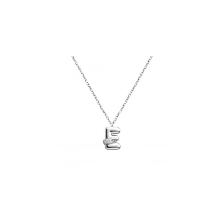 Gargantilla Itemporality Initials Letra E Plata Baño Rodio y Circonitas Blancas SNL-101-161-UU