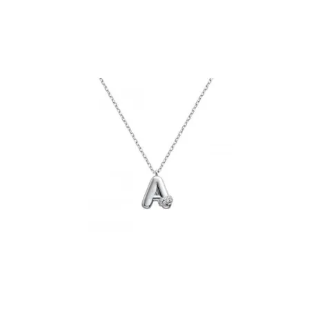 Gargantilla Itemporality Initials Letra A Plata Baño Rodio y Circonitas  Blancas SNL-101-157-UU
