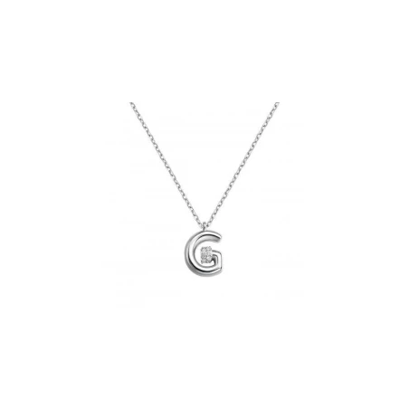 Gargantilla Itemporality Initials Letra G Plata Baño Rodio y Circonitas Blancas SNL-101-163-UU