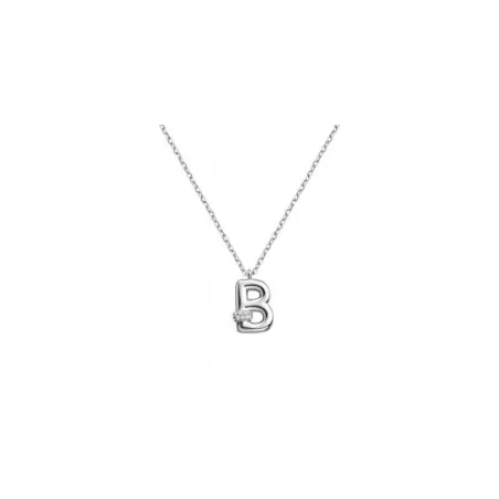 Gargantilla Itemporality Initials Letra B Plata Baño Rodio y Circonitas  Blancas SNL-101-158-UU