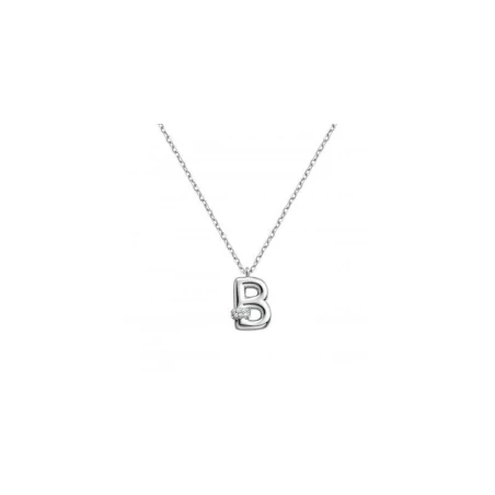 Gargantilla Itemporality Initials Letra B Plata Baño Rodio y Circonitas Blancas SNL-101-158-UU