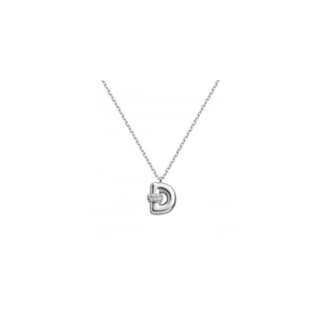 Gargantilla Itemporality Initials Letra D Plata Baño Rodio y Circonitas Blancas SNL-101-160-UU
