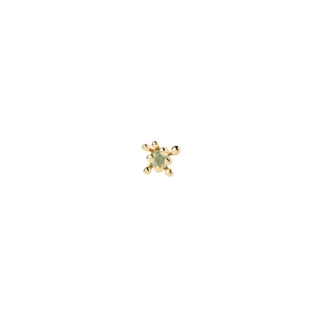Pendiente Individual PdPaola Fleur Plata Baño Oro y Circonita Verde PG01-320-U
