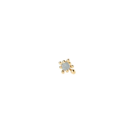 Pendiente Individual PdPaola Fleur Plata Baño Oro y Circonita Gris PG01-322-U