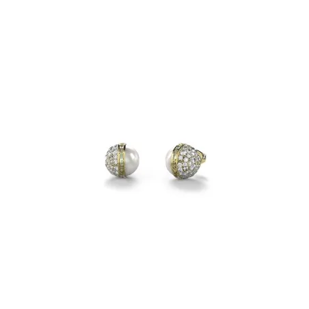 Pendientes Guess Calypso Bola Acero Baño Oro, Cristales Blancos y Perla JUBE04458JWYGT-U