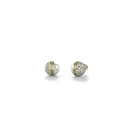 Pendientes Guess Calypso Bola Acero Baño Oro, Cristales Blancos y Perla JUBE04458JWYGT-U