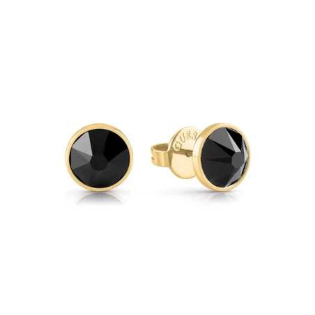 Pendientes Guess Frontier Acero Baño Oro y Cristal Negro JUME01343JWYGBKT-U