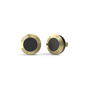 Pendientes Guess Racer Tag Acero Inoxidable Baño Oro y Cristales Negros JUME04047JWYGBKT-U