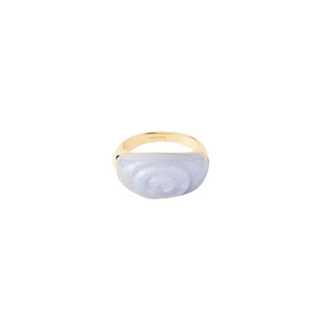 Anillo PdPaola Aqua Shell Plata Baño Oro y Agata Azul AN01-C59
