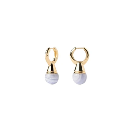 Pendientes PdPaola Aqua Riviera Aros Plata Baño Oro y Piedras Agata Azul AR01-C42-U