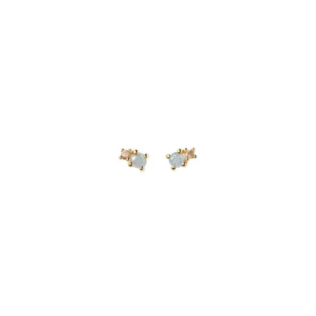 Pendientes PdPaola Stud Fog Plata Baño oro y Circonitas Gris y Marrón AR01-C68-U