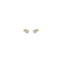 Pendientes PdPaola Stud Fog Plata Baño oro y Circonitas Gris y Marrón AR01-C68-U