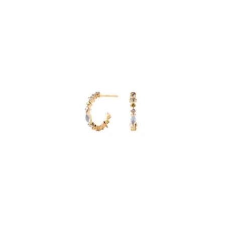 Pendientes PdPaola Aros Pequeños Lotus Plata Baño Oro y Circonitas Multicolor AR01-C77-U