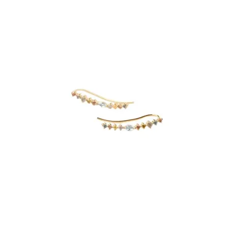 Pendientes Trepadores PdPaola Lotus Plata Baño Oro y Circonitas Multicolor AR01-C79-U