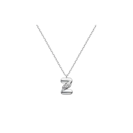 Gargantilla Itemporality Initials Letra Z Plata Baño Rodio y Circonitas Blancas SNL-101-182-UU
