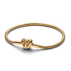 Pulsera Pandora Moments Corazón Familiar Baño Oro 563516C01