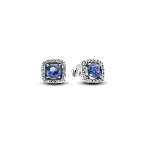 Pendientes Pandora Halo Azul Cuadrado Brillante 293551C01