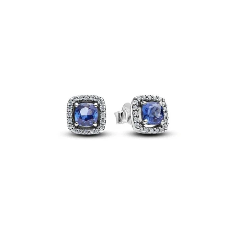 Pendientes Pandora Halo Azul Cuadrado Brillante 293551C01