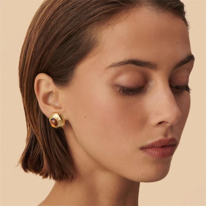 Pendientes Clip Agatha Paris Baño Oro y Cabujón Ámbar 02380715-236-TU