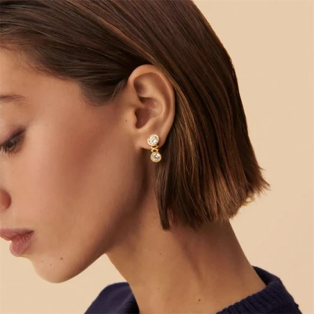 Pendientes Largos Agatha Paris Baño Oro y Circonitas Blancas 02380713-137-TU